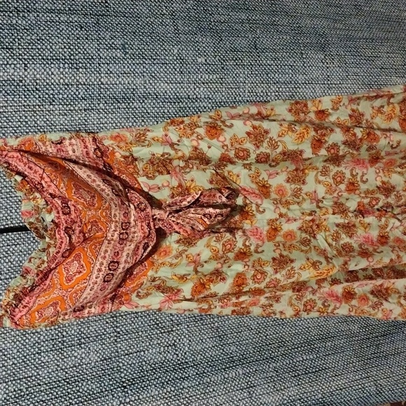 White Birch strapless multi-color jumpsuit - Picture 1 of 13
